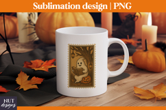 Post Stamp Halloween t-shirt Retro Reading Ghost sublimation Product Image 2