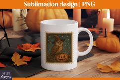 Post Stamp Halloween tote bag Retro cute Owl sublimation Product Image 2