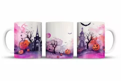 Halloween Mug Wrap Sublimation Designs, Halloween Tree Mug, Halloween Png