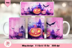 Halloween Mug Wrap Sublimation Designs, Halloween Tree Mug, Halloween Png