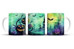 Halloween Mug Wrap Sublimation Designs, Halloween Tree Mug, Halloween Png