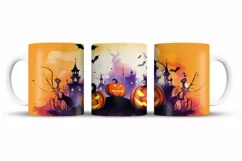 Halloween Mug Wrap Sublimation Designs, Halloween Tree Mug, Halloween Png