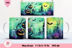 Halloween Mug Wrap Sublimation Designs, Halloween Tree Mug, Halloween Png