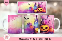 Halloween Mug Wrap Sublimation Designs, Halloween Tree Mug, Halloween Png