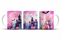 Halloween Mug Wrap Sublimation Designs, Halloween Tree Mug, Halloween Png