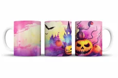 Halloween Mug Wrap Sublimation Designs, Halloween Tree Mug, Halloween Png