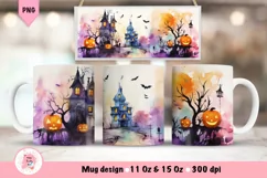 Halloween Mug Wrap Sublimation Designs, Halloween Tree Mug, Halloween Png