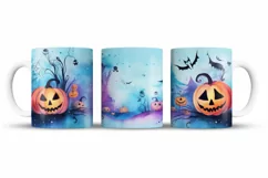 Halloween Mug Wrap Sublimation Designs, Halloween Tree Mug, Halloween Png
