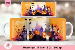 Halloween Mug Wrap Sublimation Designs, Halloween Tree Mug, Halloween Png