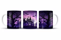 Watercolor Halloween Mug Wrap Sublimation Designs, 3d Mug, Halloween Png