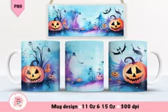 Halloween Mug Wrap Sublimation Designs, Halloween Tree Mug, Halloween Png