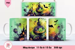 Halloween Mug Wrap Sublimation Designs, Halloween Tree Mug, Halloween Png
