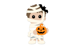 Halloween Boy Wearing Mummy Costume SVG Laser Cut Design Product Image 2