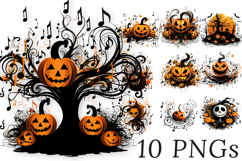 Halloween Music Clipart Bundle - 10 Abstract Music Notes PNG Product Image 10