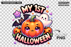 halloween my first halloween png, my first halloween ghost pumpkin clipart, baby halloween milestone design, cute ghost pumpkin baby art, pastel halloween baby printable, first halloween clipart, ghost with pumpkin baby design, my first halloween outfit g