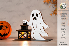Halloween Night Lantern Laser Cut. Halloween Lamp SVG Product Image 1