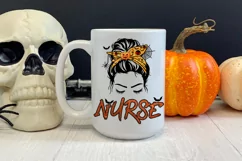 Messy Bun Halloween Nurse I Nurse Halloween Sublimation PNG