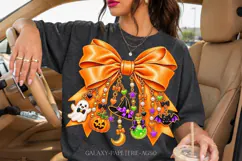 Orange Halloween Bow PNG with Spooky Charms Product Image 1