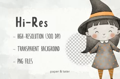 Happy Halloween Watercolor Clipart, Halloween Monsters PNG Product Image 4