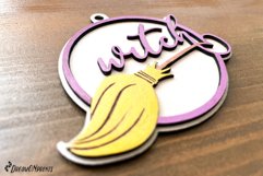 Halloween Ornament Laser Cut Design | Witch Broom Ornaments Product Image 4