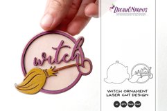 Halloween Ornament Laser Cut Design | Witch Broom Ornaments Product Image 1