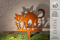 Halloween outdoor Shadow Decor laser Cut. Cat SVG Product Image 1