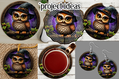 Halloween Wind Spinner, Owl Round Design, Witchy Owl, d1 Product Image 3