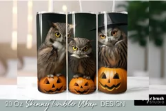 Halloween Owl Tumbler Wrap Sublimation Design PNG