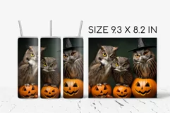 Halloween Owl Tumbler Wrap Sublimation Design PNG