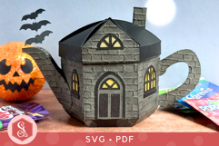 Halloween Haunted House Teapot Box SVG and PDF Templates Product Image 2