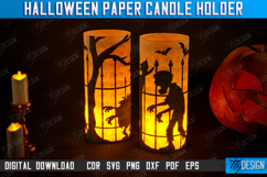 Halloween Paper Candle Holder Bundle, Shadow Lantern SVG Product Image 8