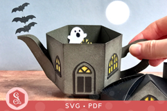 Halloween Haunted House Teapot Box SVG and PDF Templates Product Image 3