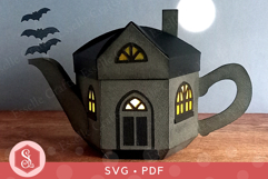 Halloween Haunted House Teapot Box SVG and PDF Templates Product Image 4