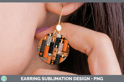 GorgeousHalloween Patchwork Round Earrings design.