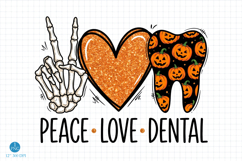 Halloween Peace Love Dental png, Pumpkin Teeth PNG Product Image 1