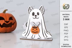 3D Halloween pet stand Laser Cut. Spooky SVG. Dog Product Image 1