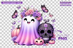 halloween pink ghost png, skull pumpkin clipart, cute spooky sublimation, pastel halloween design, girly ghost clipart, pink skull png, halloween sublimation design, cute pumpkin ghost png, trendy halloween clipart, spooky pink design