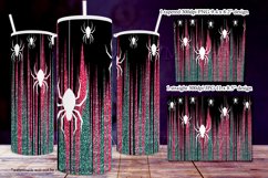 Halloween Tumbler - Pink &amp; Teal Blue Glitter with Spiders Product Image 2