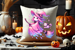 halloween pink witch girl png, pink witch halloween clipart, kawaii witch girl halloween design, girly witch sublimation art, pastel pink witch halloween, halloween cute witch illustration, witch girl clipart png, halloween witch pink printable, trendy wi