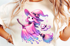 halloween pink witch girl png, pink witch halloween clipart, kawaii witch girl halloween design, girly witch sublimation art, pastel pink witch halloween, halloween cute witch illustration, witch girl clipart png, halloween witch pink printable, trendy wi