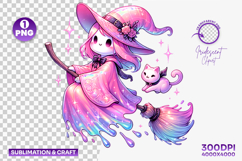 halloween pink witch girl png, pink witch halloween clipart, kawaii witch girl halloween design, girly witch sublimation art, pastel pink witch halloween, halloween cute witch illustration, witch girl clipart png, halloween witch pink printable, trendy wi