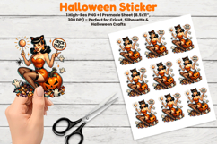Halloween Sticker, Witch Sticker, Pumpkin Sticker, Pinup Witch PNG, Vintage Halloween Sticker, Halloween PNG, Retro Witch Girl PNG, Spooky Sticker Design, Printable Halloween Stickers, Cricut Halloween Design