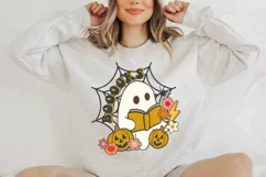 Book Lover Halloween PNG, Funny Ghost Halloween Sublimation Product Image 4
