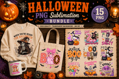Cute Halloween PNG Sublimation Bundle | Spooky Halloween PNG Product Image 1