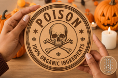 Halloween Poison Skull Laser Cut, Coaster Design Product Image 1