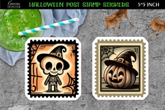Vintage Halloween Postage Stamp Stickers|Retro Spooky Skull Product Image 1