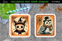 Vintage Halloween Postage Stamp Stickers|Retro Spooky Skull Product Image 1