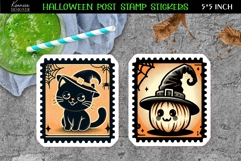 Vintage Halloween Postage Stamp Stickers|Retro Spooky Cat Product Image 1