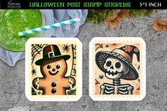Vintage Halloween Postage Stamp Stickers|Retro Gingerbread Product Image 1