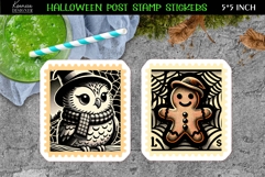 Vintage Halloween Postage Stamp Stickers|Retro Fall Owl Product Image 1